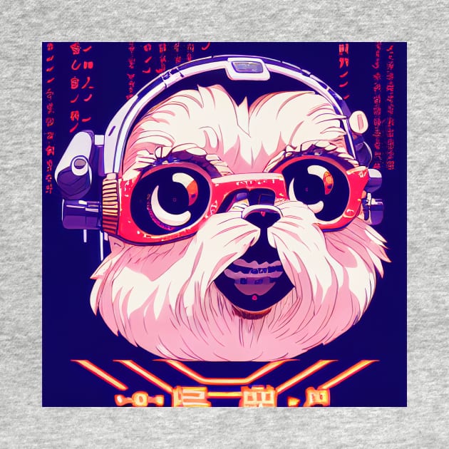 Cutest Shi tzu as anime retrowave by Studiowatermars